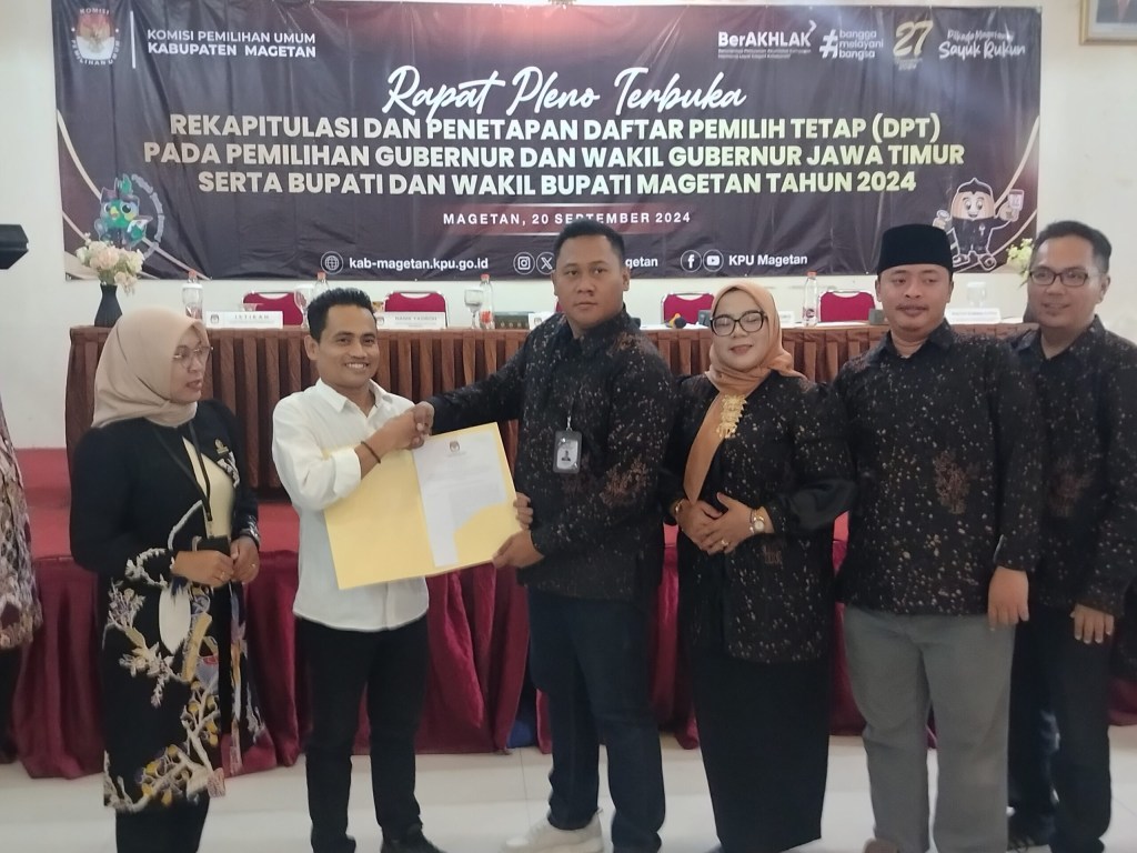 KPU Magetan Gelar Rapat Pleno Terbuka Rekapitulasi dan Penetapan DPT Pemilukada 2024